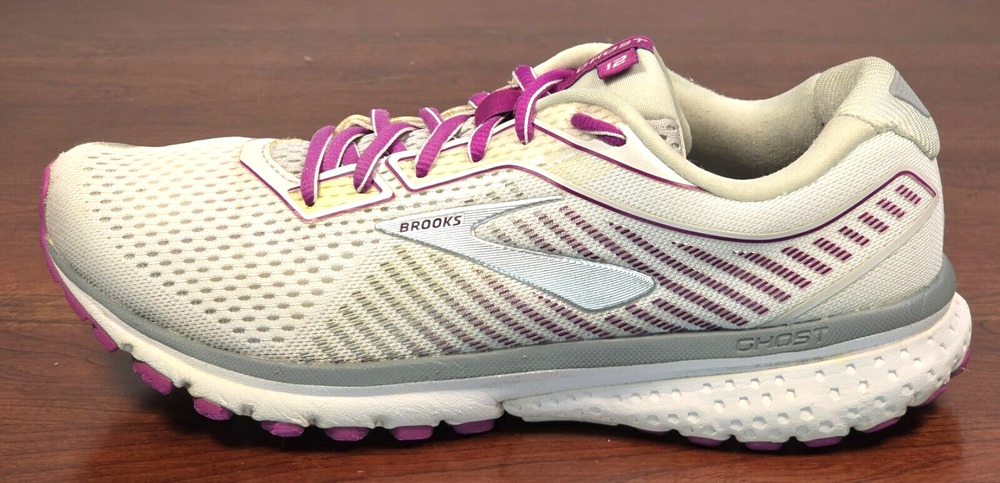 Brooks Ghost 12 Running Shoes Women's Size 9.5 B Gray White Purple 1203051B186